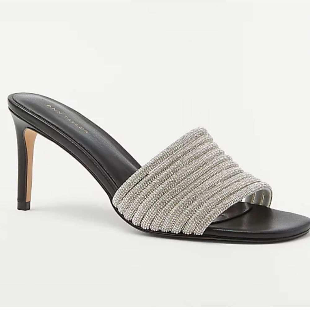 Ann Taylor Crystal Tube Mule Sandals Size 10